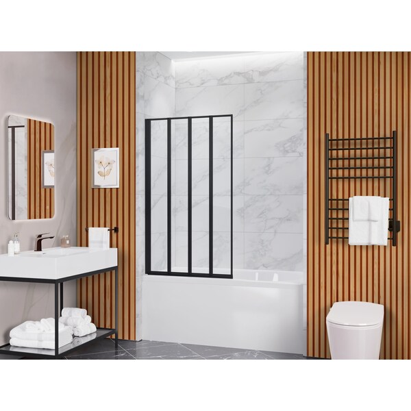 Anzzi 56 in. x 33 in. Accordion-Style Framed Matte Black Bathtub Shower Door SD-AZ16-01MB - main
